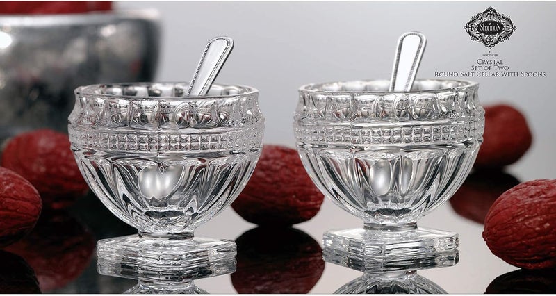 Godinger Salt and Pepper Cellars Shakers with Spoons  Set of 2 - Image 2