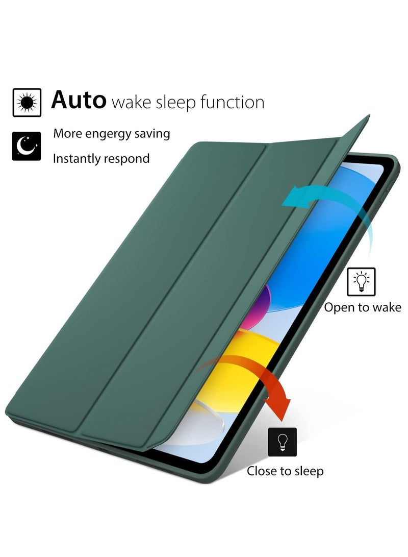 ELTRAZONE Smart Auto Wake/Sleep Cover with Built-in Pencil Holder Trifold Case for Apple iPad 10th Generation (Model A2696 A2757) - Alpine Green - Image 3