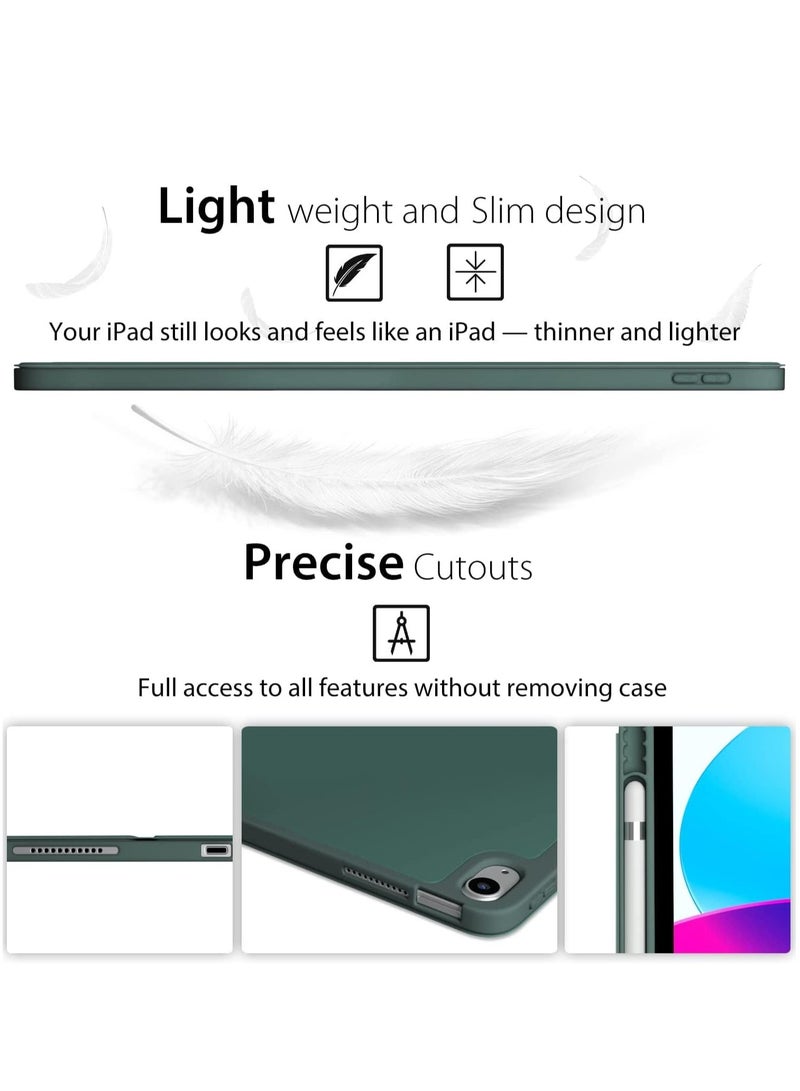 ELTRAZONE Smart Auto Wake/Sleep Cover with Built-in Pencil Holder Trifold Case for Apple iPad 10th Generation (Model A2696 A2757) - Alpine Green - Image 4