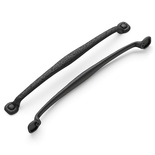 Hickory Hardware Solid Core Kitchen Cabinet Pulls, Luxury Cabinet Handles, Hardware for Doors & Dresser Drawers, 18 Inch Hole Center, Black Iron, Refined Rustic Collection - Image 1
