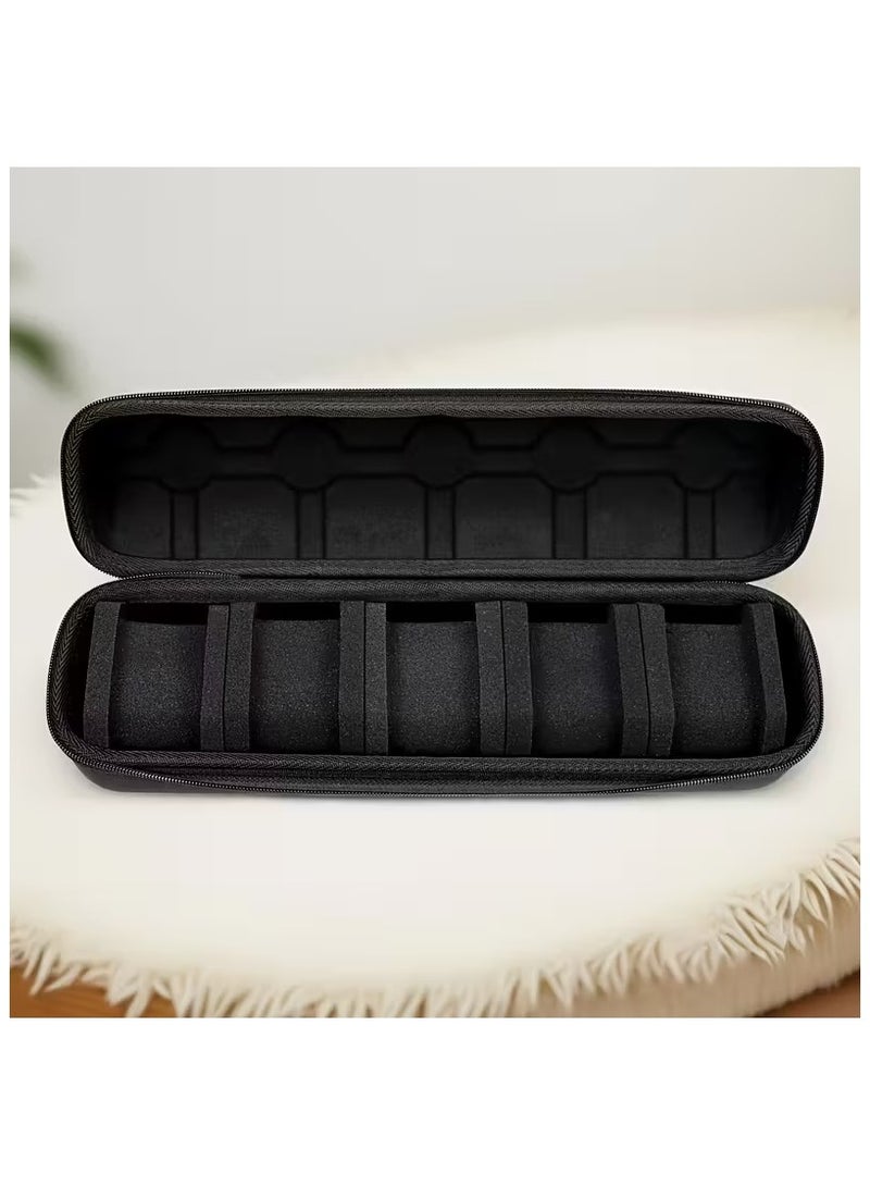5-Slot Heavy-Duty Watch Storage Box with Flip-Top Lid - Scratch-Resistant Liner, Portable Watch Case with Handle, Suitable for Home, Travel, Watch Collectors - Ideal Gift for Men and Women, Watch Accessories, Home Organization, Compact Design - Image 4