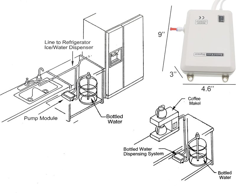 WRIOL نظام مضخة موزع مياه TDRENERGY تلقائي 110 فولت 40psi 1 جالون في الدقيقة للمطبخ المنزلي/المكتب ثلاجة ماكينة القهوة ماكينة الثلج لزجاجة مياه سعة 3 أو 5 جالون مدخل واحد - Image 3