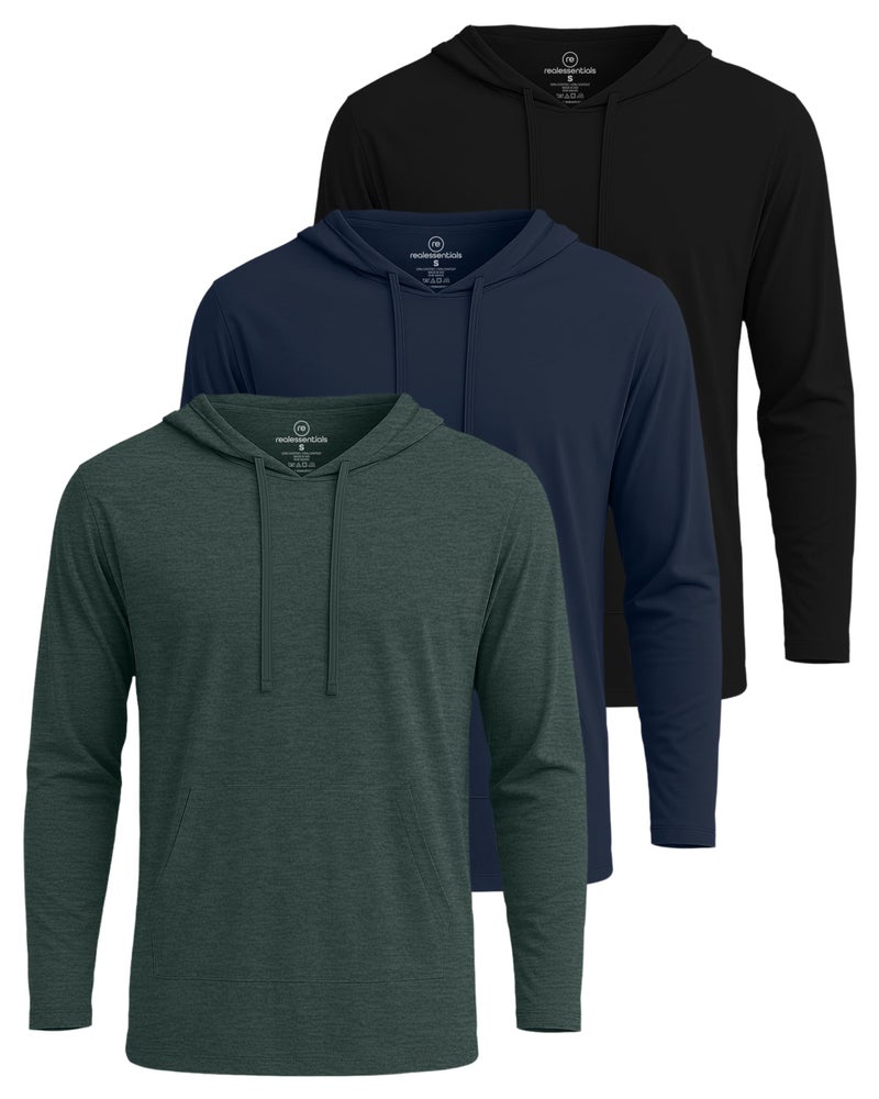 REALESSENTIALS Real Essentials 3 Pack: Men's Cotton Lightweight Casual Pullover Drawstring Hoodie With Pocket (Available In Big & Tall) Set 1,XL - Image 1