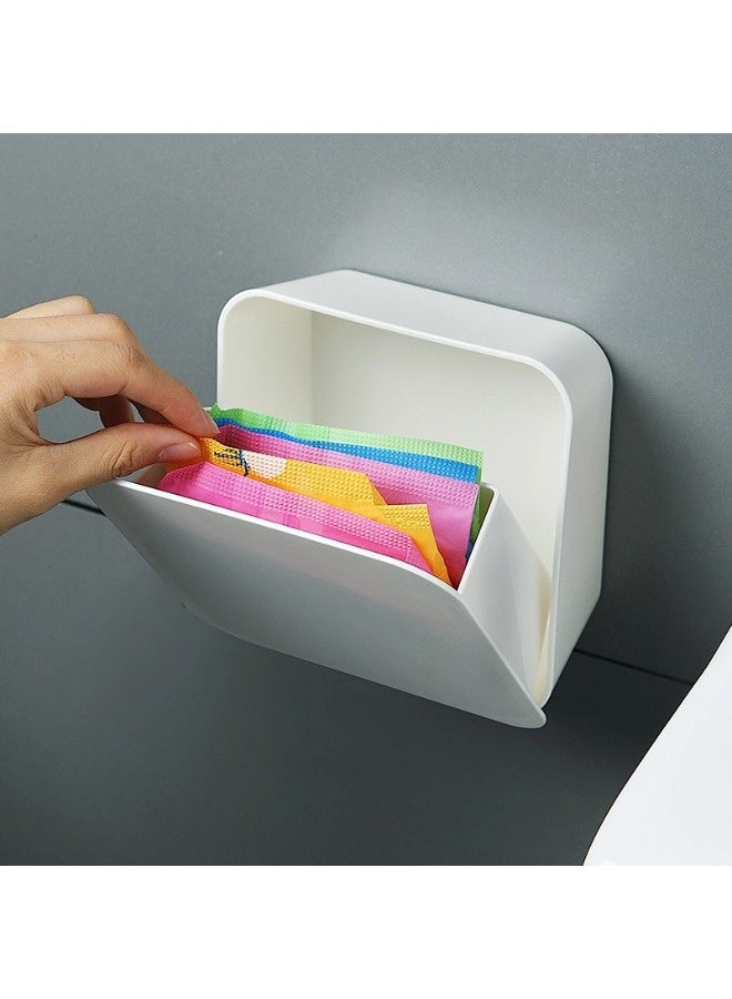 ShebSheb Wall Mounted Sanitary Napkin Organizer Box, Sanitary Napkin Storage Container For Women,Cotton Pad And Qtip Holder With Lid For Bathroom And Bedroom,(5.51"L × 2.48" W × 5.51" H) - Image 1