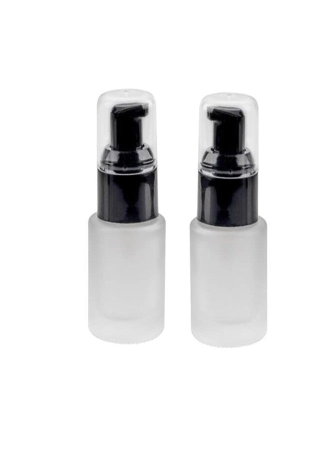 Honkenda 30ml 1OZ Frosted Glass Pump Bottles with Press Pump, Travel Size Refillable Empty Liquid Foundation Container Dispenser Storage Bottles for Cosmetic Lotion Essence Emulsion Sample (2 Pack) - Image 1