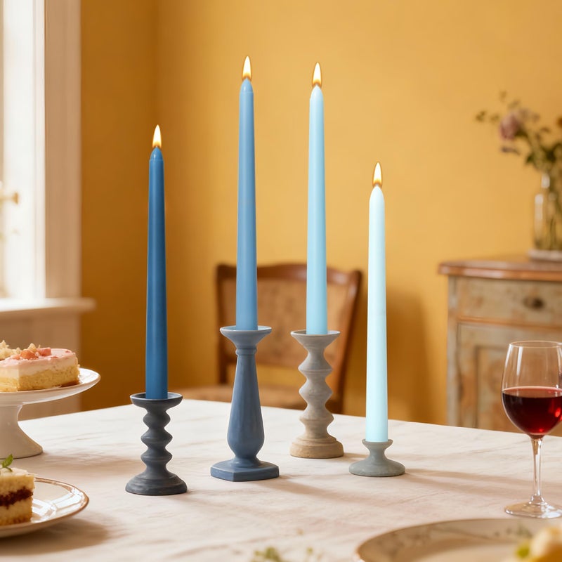 Viyffo 10 Inch Taper Candles, 12 Pack Blue-Unscented, Dripless Designâ€“ Long Tall Tapered Candlesticks for Wedding, Dinner, Holiday, Party, Home Decor Natural Color Series - Image 4
