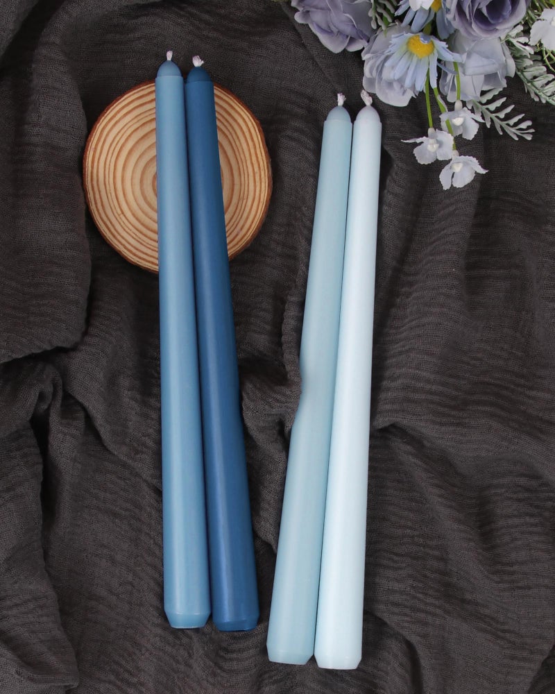 Viyffo 10 Inch Taper Candles, 12 Pack Blue-Unscented, Dripless Designâ€“ Long Tall Tapered Candlesticks for Wedding, Dinner, Holiday, Party, Home Decor Natural Color Series - Image 2
