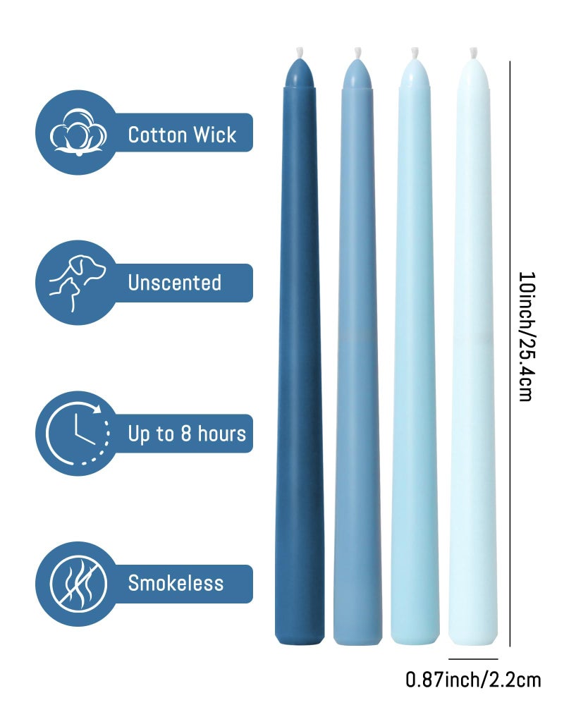 Viyffo 10 Inch Taper Candles, 12 Pack Blue-Unscented, Dripless Designâ€“ Long Tall Tapered Candlesticks for Wedding, Dinner, Holiday, Party, Home Decor Natural Color Series - Image 3