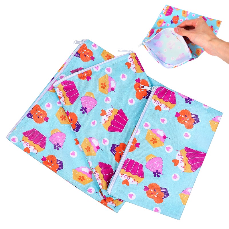3pcs Reusable Snack Bags Washable Snack Bags with Zipper Portable Sandwich Bag Food Storage Pouch - Image 1