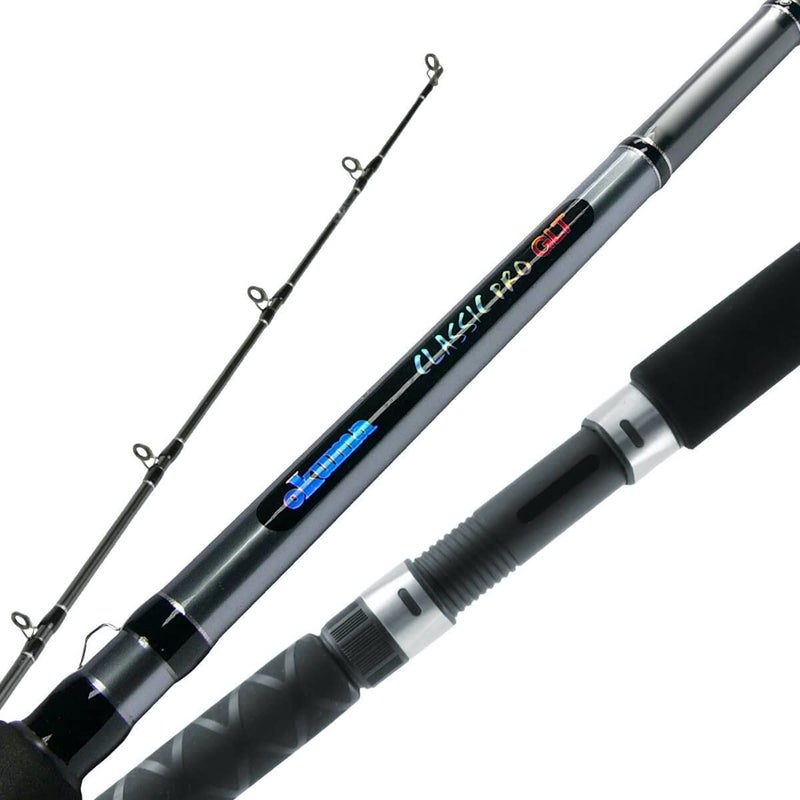 Okuma Classic Pro GLT Downrigger Rod (8-20 Lbs, 7-Feet 6-Inch, Medium-Light), Gloss Black & Mirrior Silver - Image 1