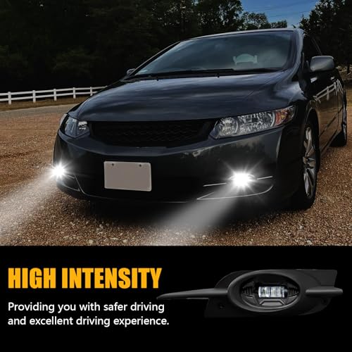 OKSIWA Angel Eye Laser LED Fog Lights with DRL HB&LB For 2016-2025 Honda Civic Sedan,2013-2021 Civic Hatchback/Sport Hatchback/Pilot,2014-2021 JAZZ,2010-2018 Acura RDX,2013-2018 CRIDER,LED Fog Lamp - Image 4