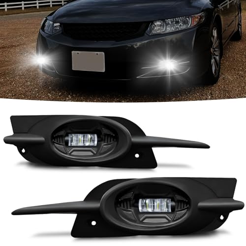 OKSIWA Angel Eye Laser LED Fog Lights with DRL HB&LB For 2016-2025 Honda Civic Sedan,2013-2021 Civic Hatchback/Sport Hatchback/Pilot,2014-2021 JAZZ,2010-2018 Acura RDX,2013-2018 CRIDER,LED Fog Lamp - Image 1