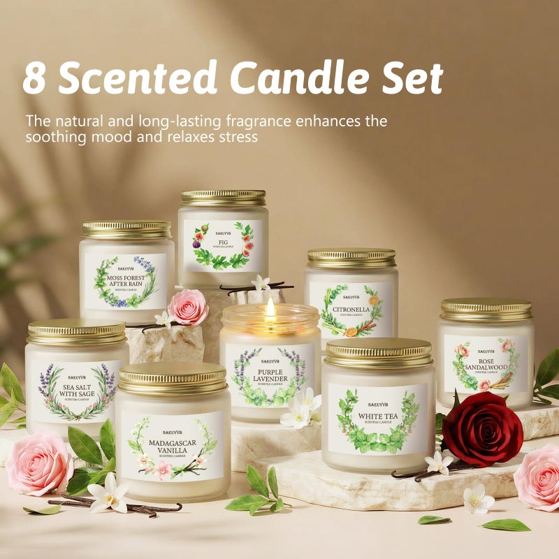 SAEUYVB 8 Pack Scented Candles for Home,28oz Crystal Soy Candles-200 Hour Long Lasting,Aromatherapy Candle Sets for Women Gift,Perfect for Valentine's Day,Mother's Day, Birthdays, Anniversaries - Image 5