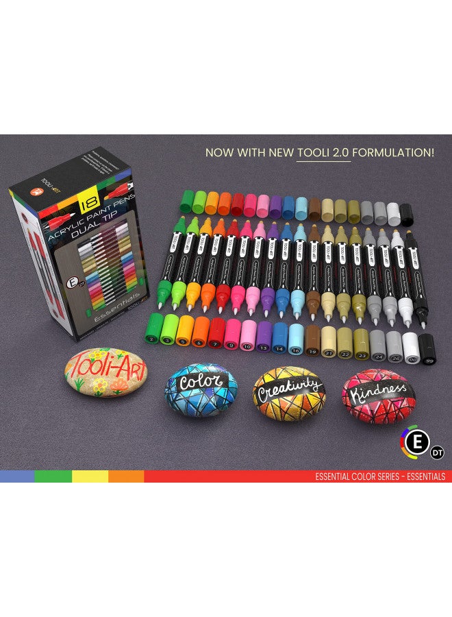 TOOLI-ART Acrylic Markers, Paint Pens Assorted Vibrant Markers for Rock Painting, Canvas, Glass, Mugs, Wood, Ceramic, Fabric, Metal, Scrapbooking. Non Toxic, Quick Dry, Multi-Surface, Lightfast (MEDIUM) - Image 2