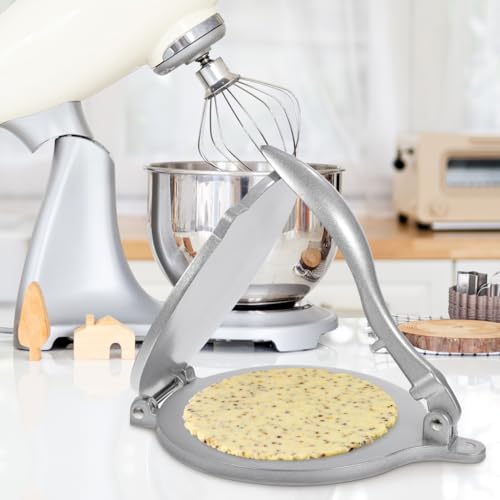 MUCKLILY Tortilla Press 8 Inch, Quesadilla Maker, Dough Press, Pizza Press Roti Press, Masa Roti, Chapati Maker for Flour Tortilla Silver - Image 3