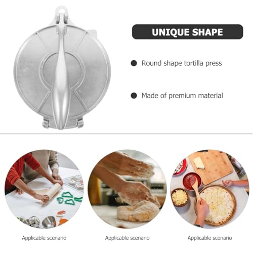 MUCKLILY Tortilla Press 8 Inch, Quesadilla Maker, Dough Press, Pizza Press Roti Press, Masa Roti, Chapati Maker for Flour Tortilla Silver - Image 5