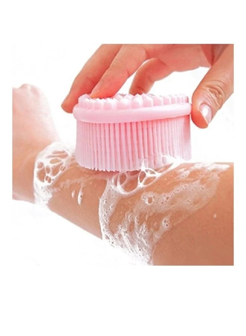 A 100% silicone bath loofah brush for gentle exfoliation (pink) - Image 4