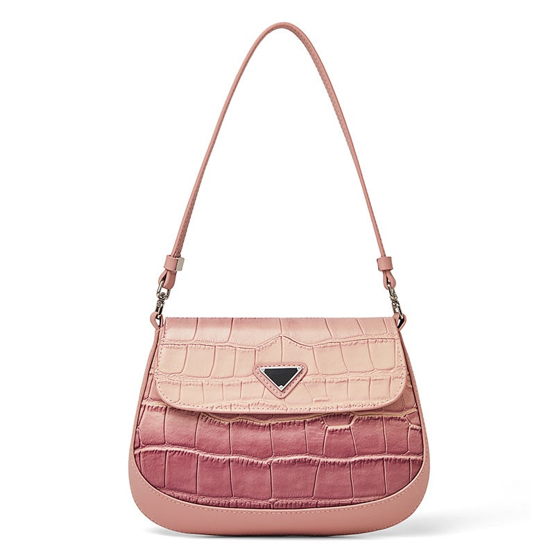 Summer Genuine Leather Underarm Bag Fashion Niche Design Women'S Bag Fresh Underarm Bag Single Shoulder Handbag Color Block - Image 5