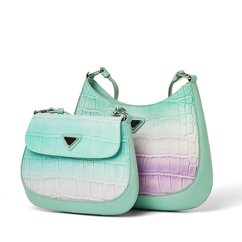 Summer Genuine Leather Underarm Bag Fashion Niche Design Women'S Bag Fresh Underarm Bag Single Shoulder Handbag Color Block - Image 2