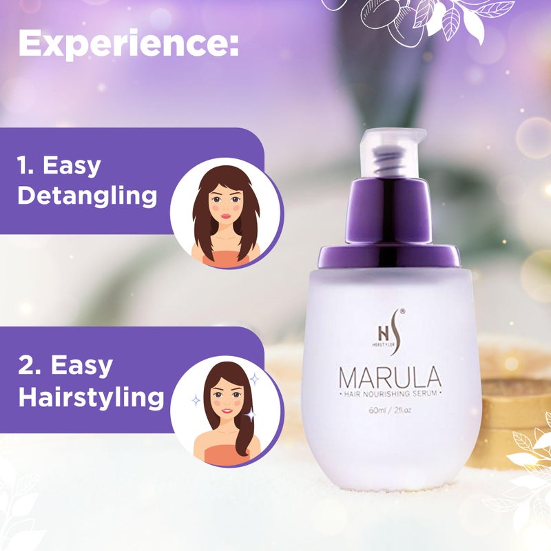 HerStyler Marula Oil Hair Serum - Anti Frizz Serum for Frizzy, Dry and Damaged Hair - Boosts Shine, Straightening - Address Flyaways, Split Ends - 2 Fl Oz (1 Pack) - Image 2