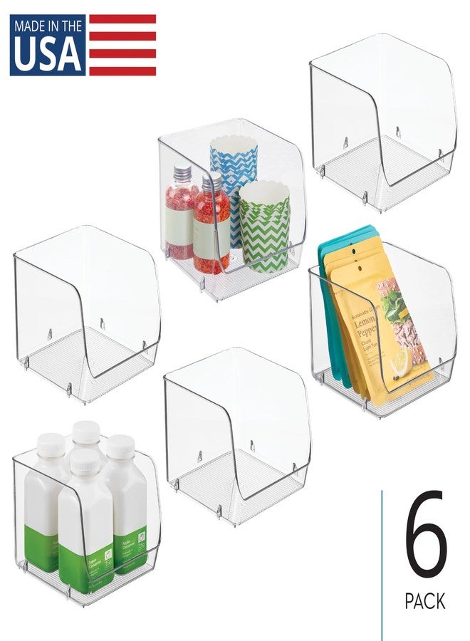 إنترديزاين صناديق تخزين مفتوحة من الأمام قابلة للتكديس من iDesign لتنظيم المطبخ وخزانة المؤن - مجموعة من 6 صناديق - شفافة - Image 2