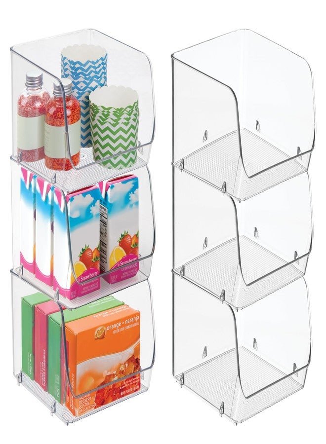 إنترديزاين صناديق تخزين مفتوحة من الأمام قابلة للتكديس من iDesign لتنظيم المطبخ وخزانة المؤن - مجموعة من 6 صناديق - شفافة - Image 1