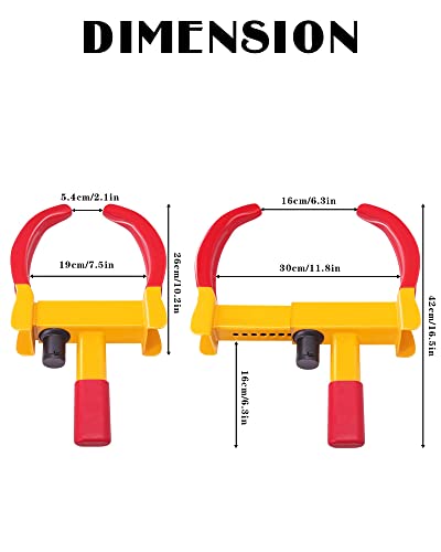 Tevlaphee Universal Wheel Lock Heavy Duty Security Trailer Wheel Lock Anti Theft Wheel Locks for Cars SUV Camper Motorcycle Trailer Great Deterrent Bright Color with 3 Keys (Red-Yellow) - Image 3