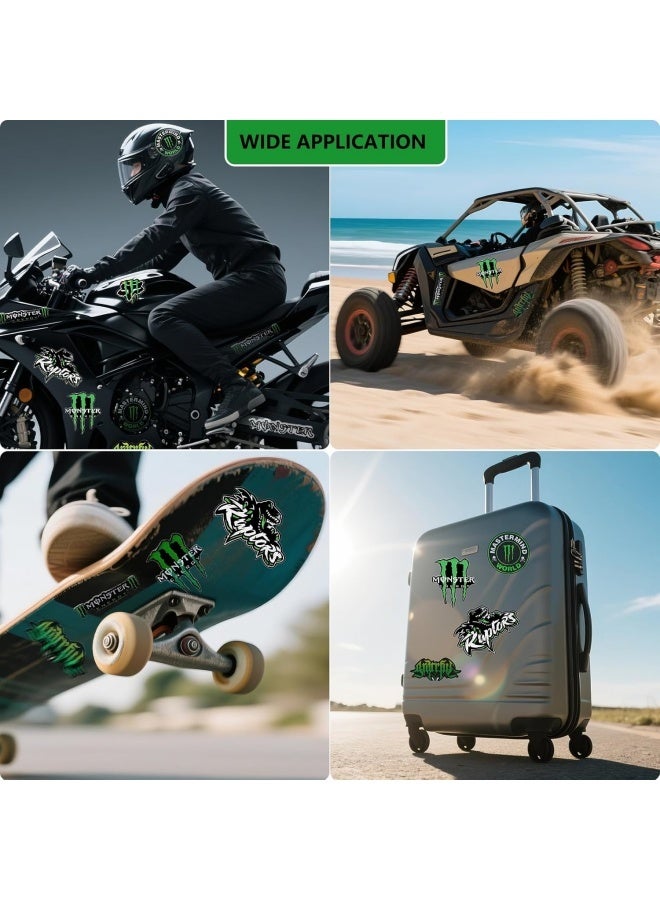 Monster Energy 4 pcs Motorbike Stickers Car Decals Motorcycle Stickers Funny Car Stickers Motocross Stickers Motorbike Helmet Stickers Cartoon Decals for Skateboard Laptop Bicycle Helmet - Image 3