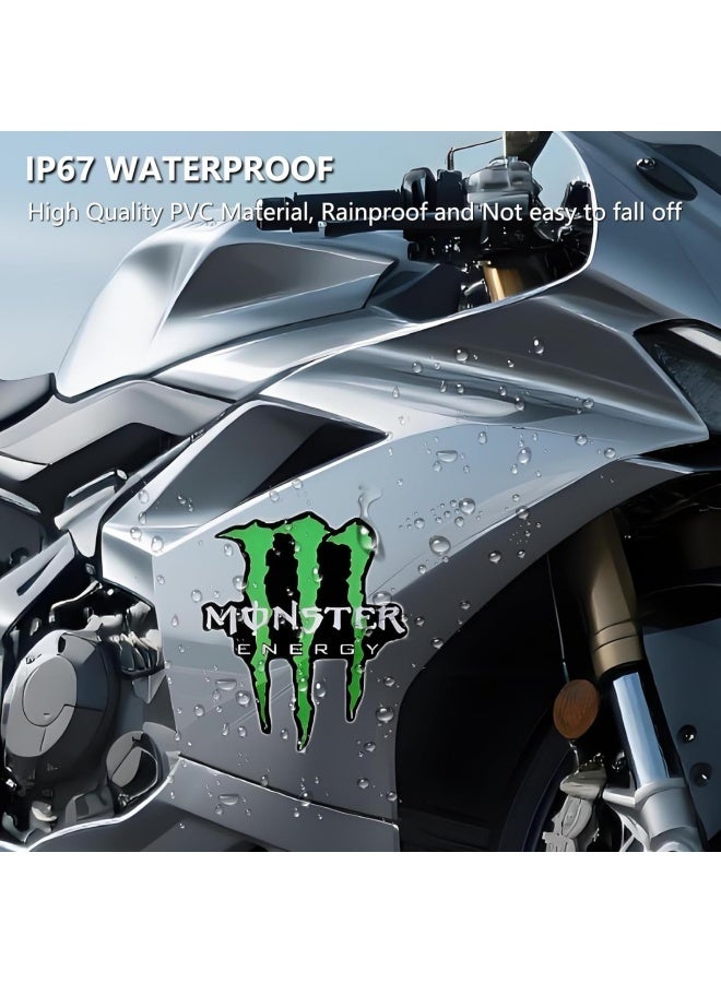 Monster Energy 4 pcs Motorbike Stickers Car Decals Motorcycle Stickers Funny Car Stickers Motocross Stickers Motorbike Helmet Stickers Cartoon Decals for Skateboard Laptop Bicycle Helmet - Image 2