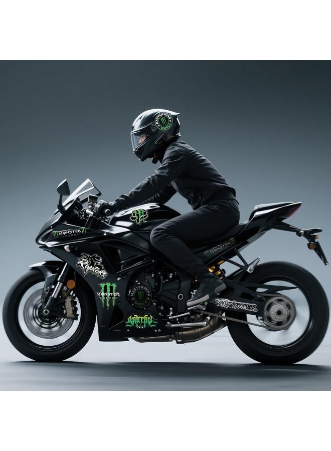 Monster Energy 4 pcs Motorbike Stickers Car Decals Motorcycle Stickers Funny Car Stickers Motocross Stickers Motorbike Helmet Stickers Cartoon Decals for Skateboard Laptop Bicycle Helmet - Image 4