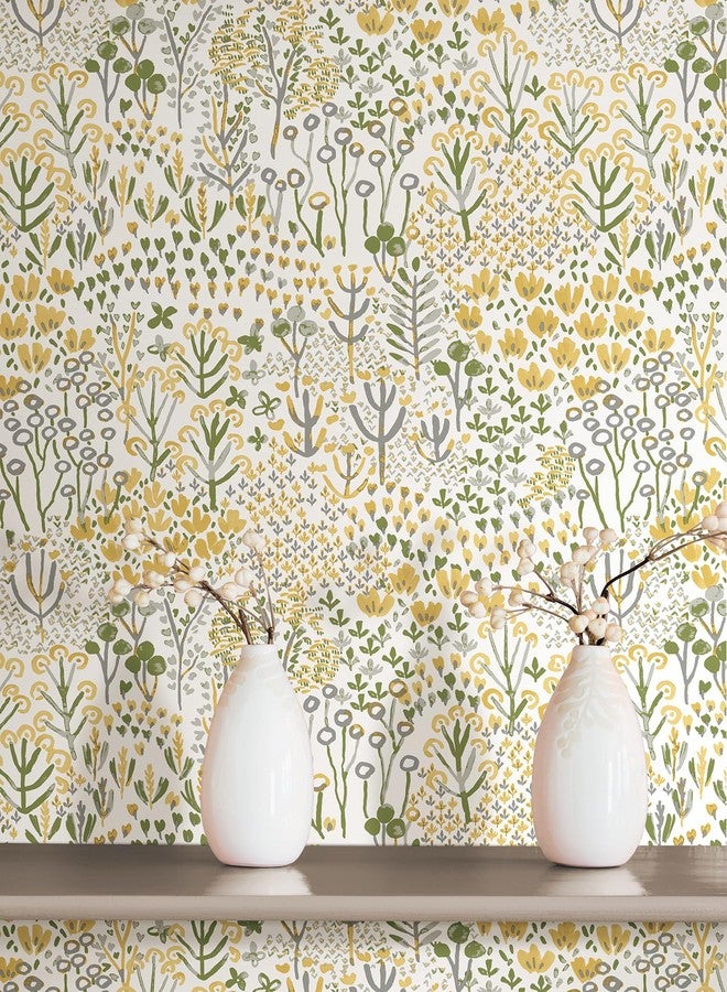 NuWallpaper Flower Parade Yellow Peel and Stick Wallpaper - Image 3