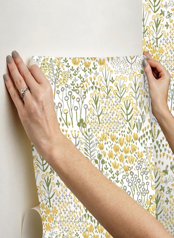 NuWallpaper Flower Parade Yellow Peel and Stick Wallpaper - Image 5