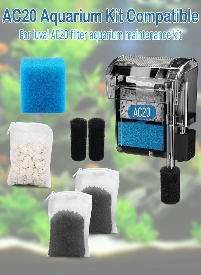 8B8B Aquarium Media Maintenance Kit Replacement for Fluval AC20 Power Filter, Includes 1 Blue Foam Filters, 2 Intake Strainer Sponge,1Pack Ceramic Rings and 2 Pack Activated Carbon - Image 2