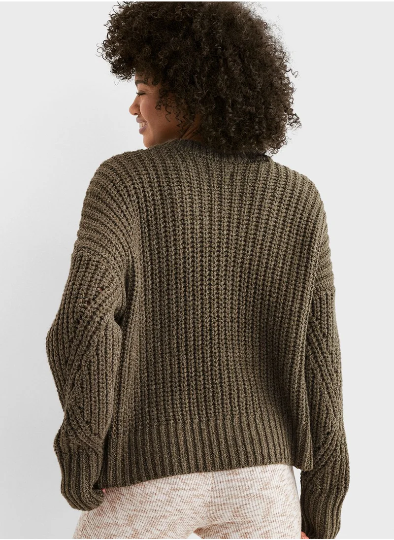 Aerie Crew Neck Ribbed Sweater