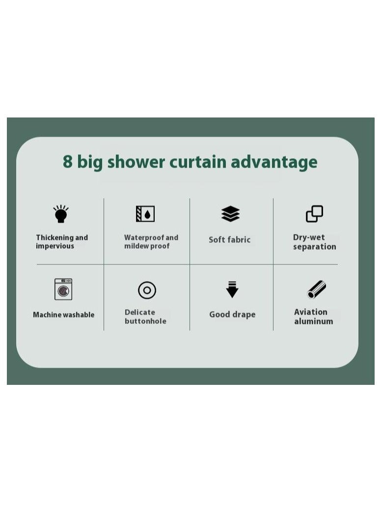 Bluejw Flowers Printed Shower Curtain Waterproof Bathroom Curtain,Shower Curtain180x180cm Washable Bath Curtains,Quick-Drying,Weighted Hem,Shower Curtain With 12 C Type Hooks - Image 3
