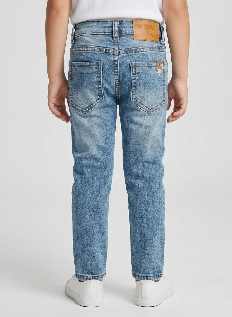 بيبي كلو Boys Classic Blue Adjustable Waist Slim Jeans