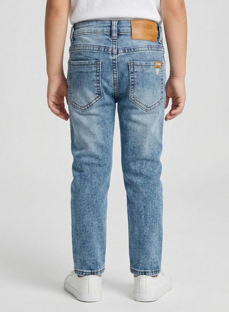 babyqlo Boys Classic Blue Adjustable Waist Slim Jeans - Image 2