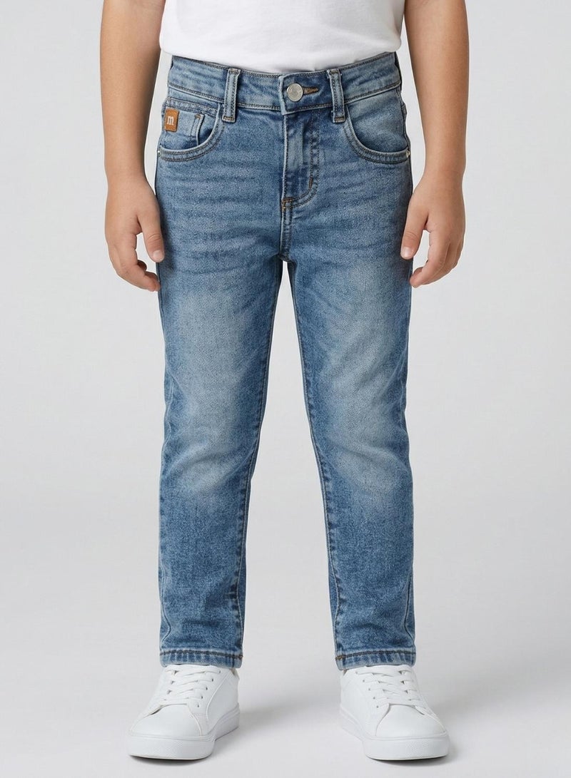 babyqlo Boys Classic Blue Adjustable Waist Slim Jeans - Image 1