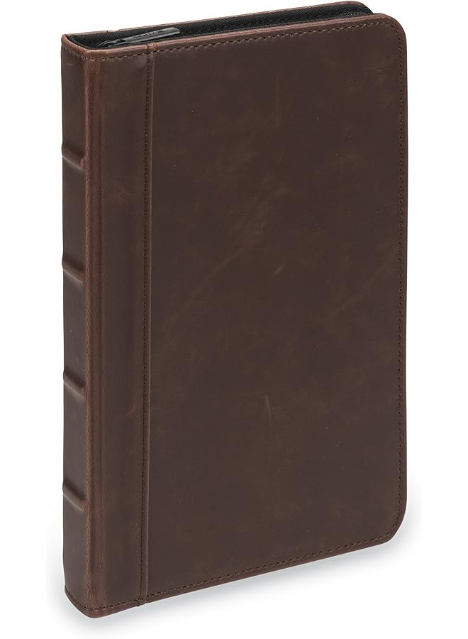 erorex Small Vintage Portfolio Zipper Faux Leather Portfolio Book Style Hardback Design Business And Interview Padfolio Organizer Holds 5 X 8 Writing Pad Dark Brown - Image 1