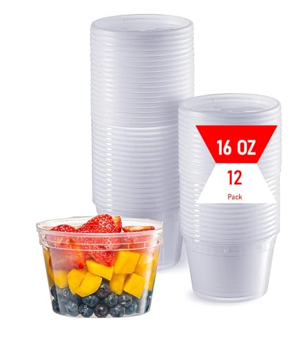 Mr. Miracle Mr Miracle 16 oz Clear Deli Containers with Lids. Pack of 12. Airtight Reusable Plastic Food and Multi-Purpose Containers. Microwave, Freezer and Dishwasher Safe - Image 1