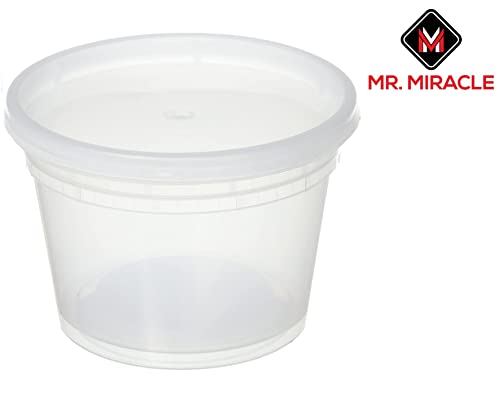 Mr. Miracle Mr Miracle 16 oz Clear Deli Containers with Lids. Pack of 12. Airtight Reusable Plastic Food and Multi-Purpose Containers. Microwave, Freezer and Dishwasher Safe - Image 2