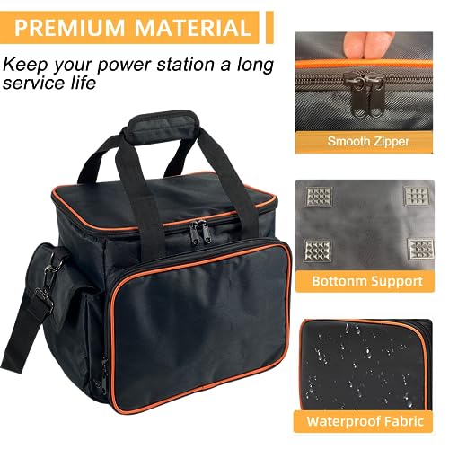 Joramoy Carrying Case Bag for Jackery Power Station Explorer 500, Portable Power Storage Bag Waterproof Travel Case with Anti-Slip Bottom and Multiple Pockets for Charging Cable and Accessories - Image 4