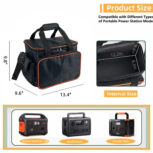 Joramoy Carrying Case Bag for Jackery Power Station Explorer 500, Portable Power Storage Bag Waterproof Travel Case with Anti-Slip Bottom and Multiple Pockets for Charging Cable and Accessories - Image 2