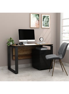 RIGID Single Seater Workstation Desk with Pedestal Black 75x120x60cm  - Image 1