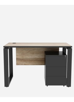 RIGID Single Seater Workstation Desk with Pedestal Black 75x120x60cm  - Image 2