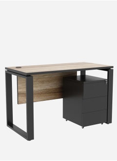 RIGID Single Seater Workstation Desk with Pedestal Black 75x120x60cm  - Image 3