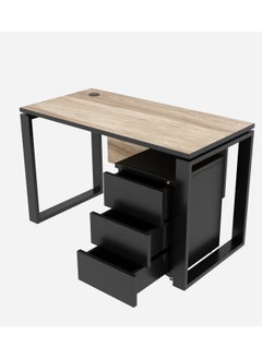 RIGID Single Seater Workstation Desk with Pedestal Black 75x120x60cm  - Image 4