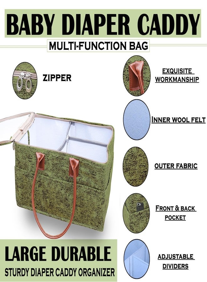 GREEN DECOR - Non Woven Fabric Cute Diaper Caddy Bag with Handles & Zip Lock for Smart Mothers Baby Diaper Caddy Wipes Storage Organizers,Foldable and Portable(Polka Print Green-15X10X8 Inch) - Image 3