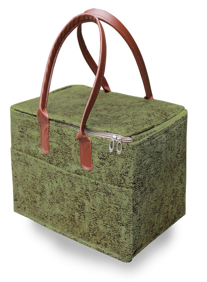 GREEN DECOR - Non Woven Fabric Cute Diaper Caddy Bag with Handles & Zip Lock for Smart Mothers Baby Diaper Caddy Wipes Storage Organizers,Foldable and Portable(Polka Print Green-15X10X8 Inch) - Image 1
