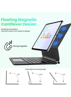 UCHUANG Arabic Keyboard Magnetic Case, iPad Keyboard Case for iPad 10th Generation (2022/10.9''), Easy-Set Floating Cantilever Stand, 7-color backlit keys, Precision Multi-Touch Trackpad. Black  - Image 3